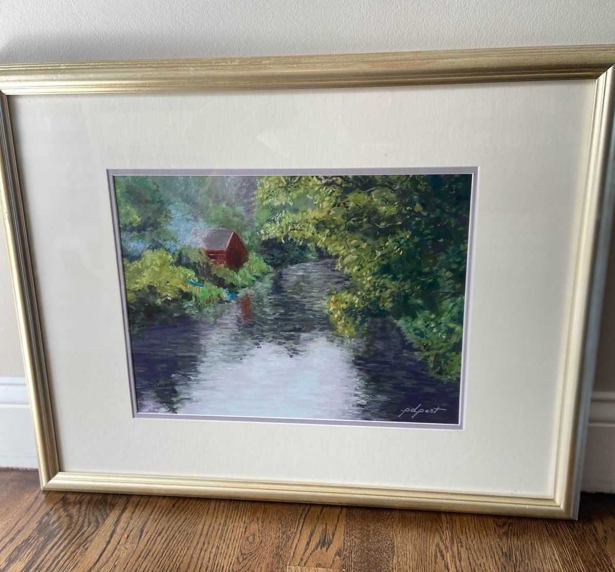 Original “Rains in Sweden” painting by Peggy Davidson Post, Signed