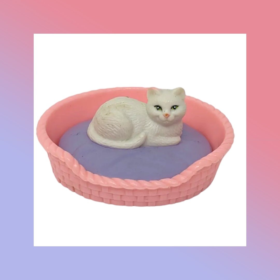 Playskool Dollhouse Cat Pink Basket Pet Animal
