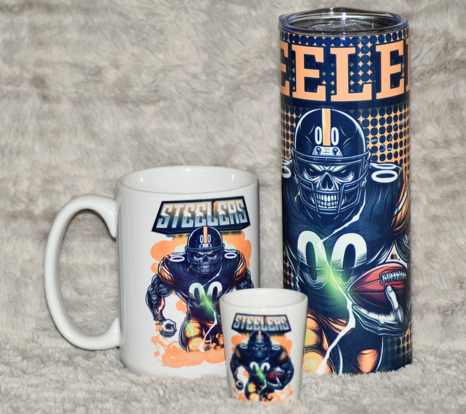 Sports Drink ware- Matching tumbler, shot glass and coffee mug set