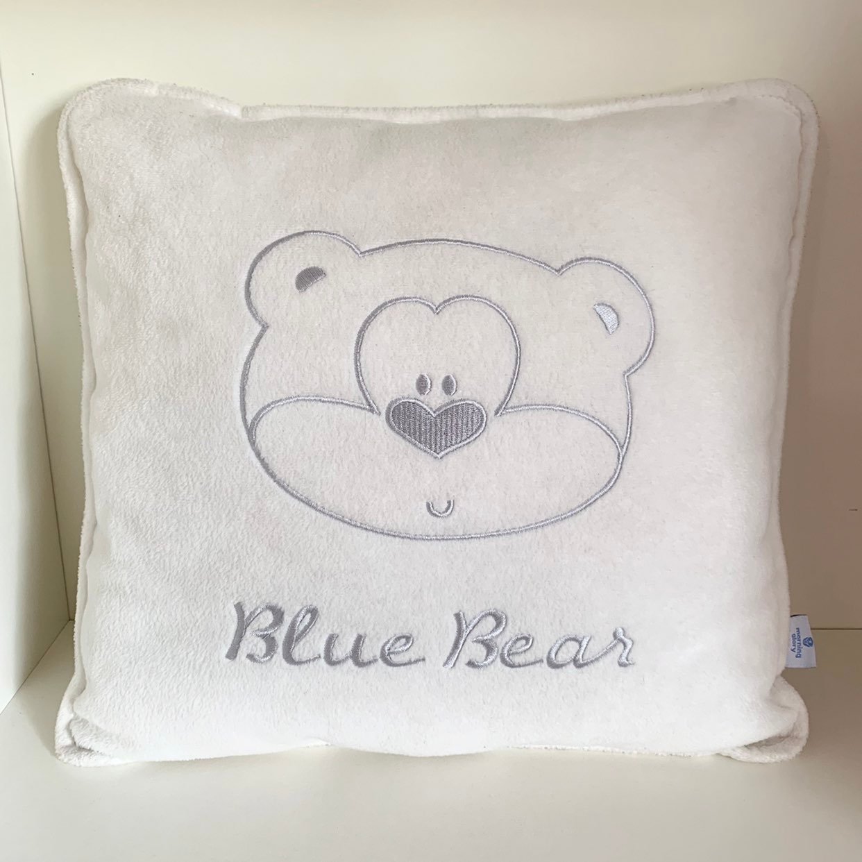Blue bear furry pillow cushion
