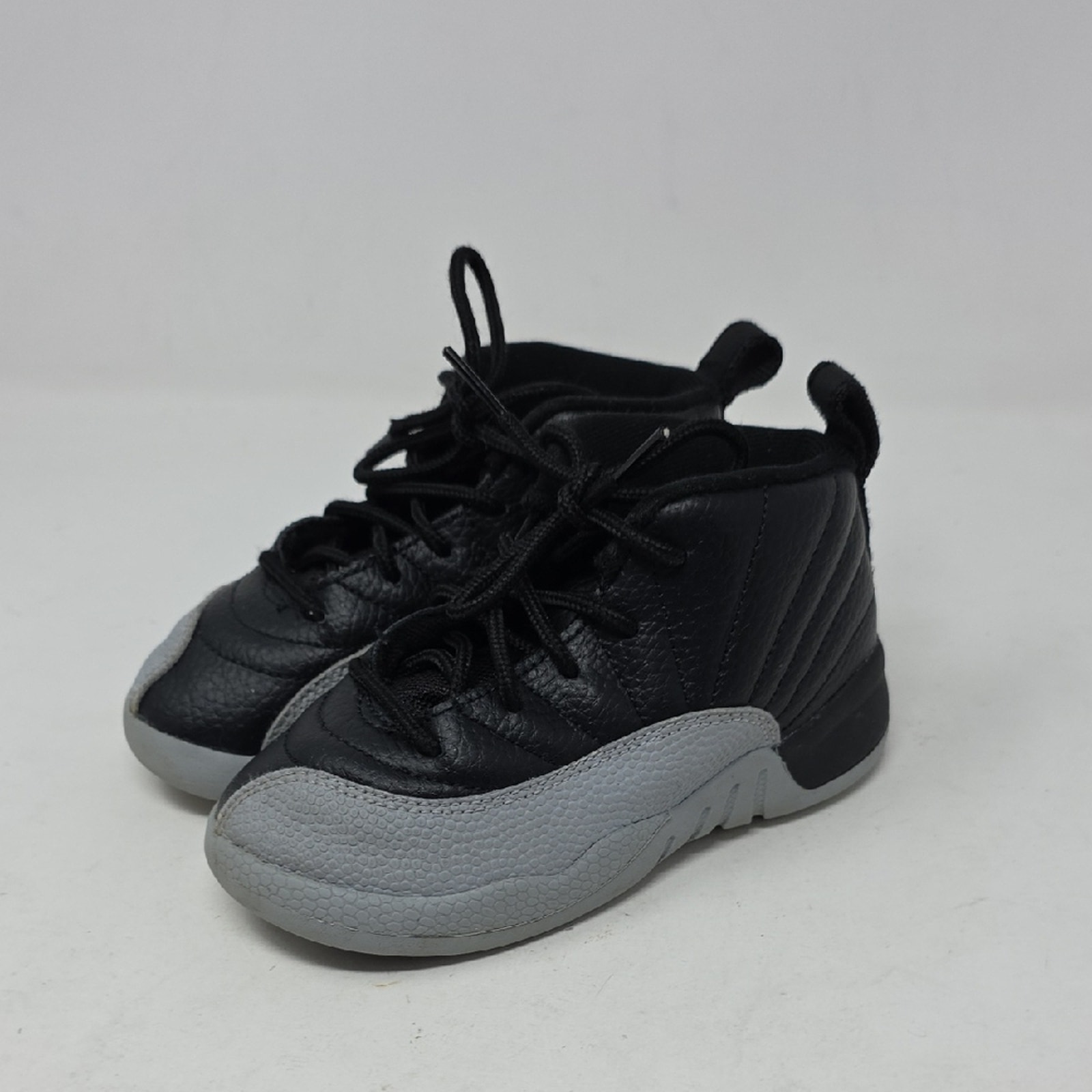 Jordan 12 Retro Barons Black and Gray Quilted Sneakers Toddler Size 9C