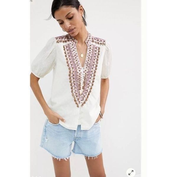 NWT Anthropologie Forsver That Girl embroidered blouse size 8