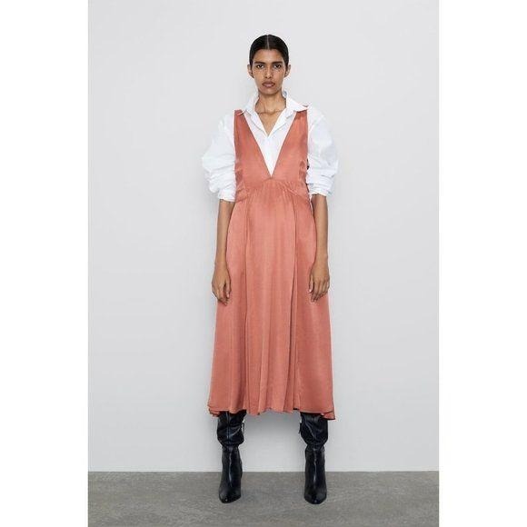 Zara Dusty Pink Satin Dress