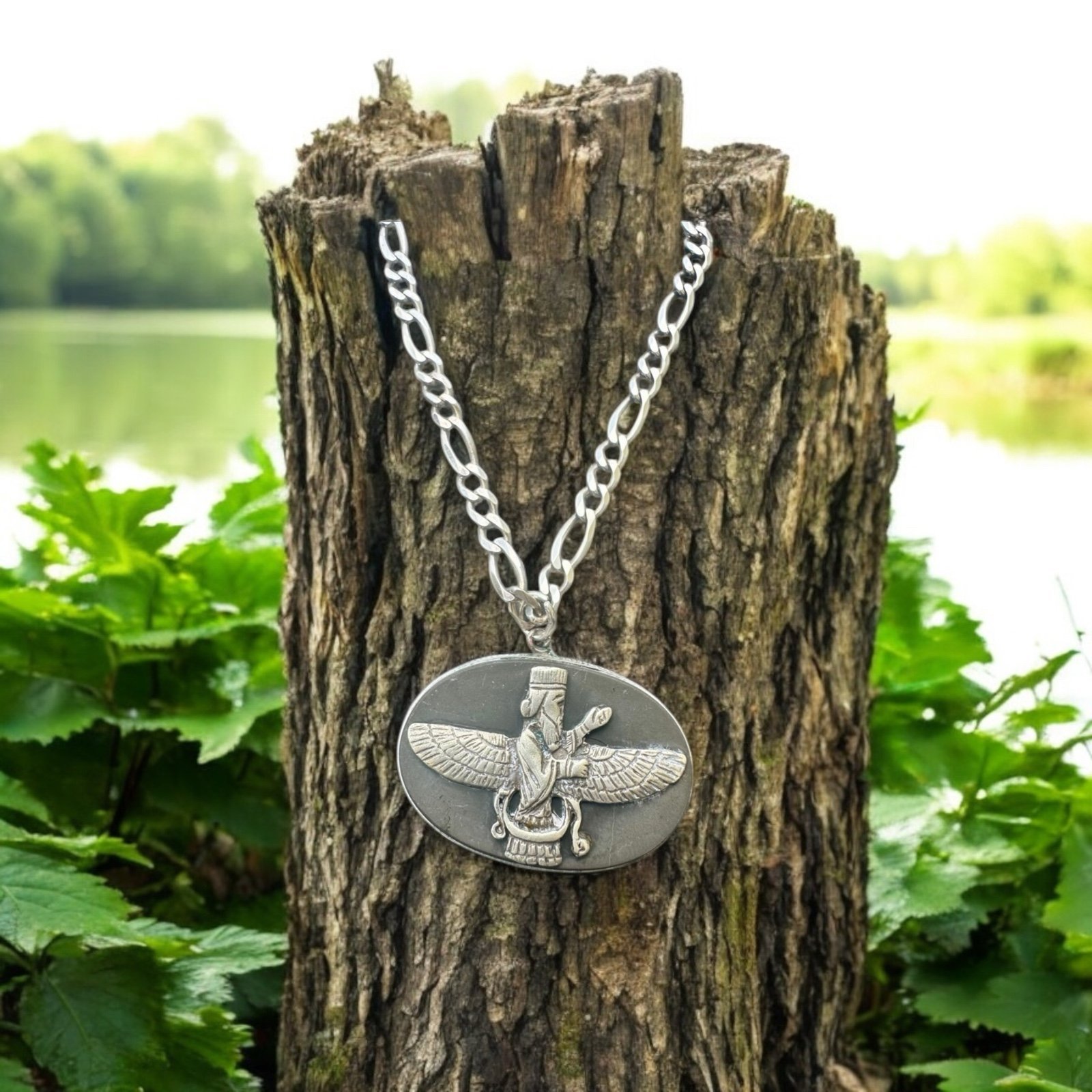 Sterling Silver 925 Faravahar Farvahar Ahura Mazda ZOROASTRIAN Persian necklace