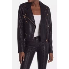 Blank NYC Black Moto Faux Leather Biker Women's Jacket Small