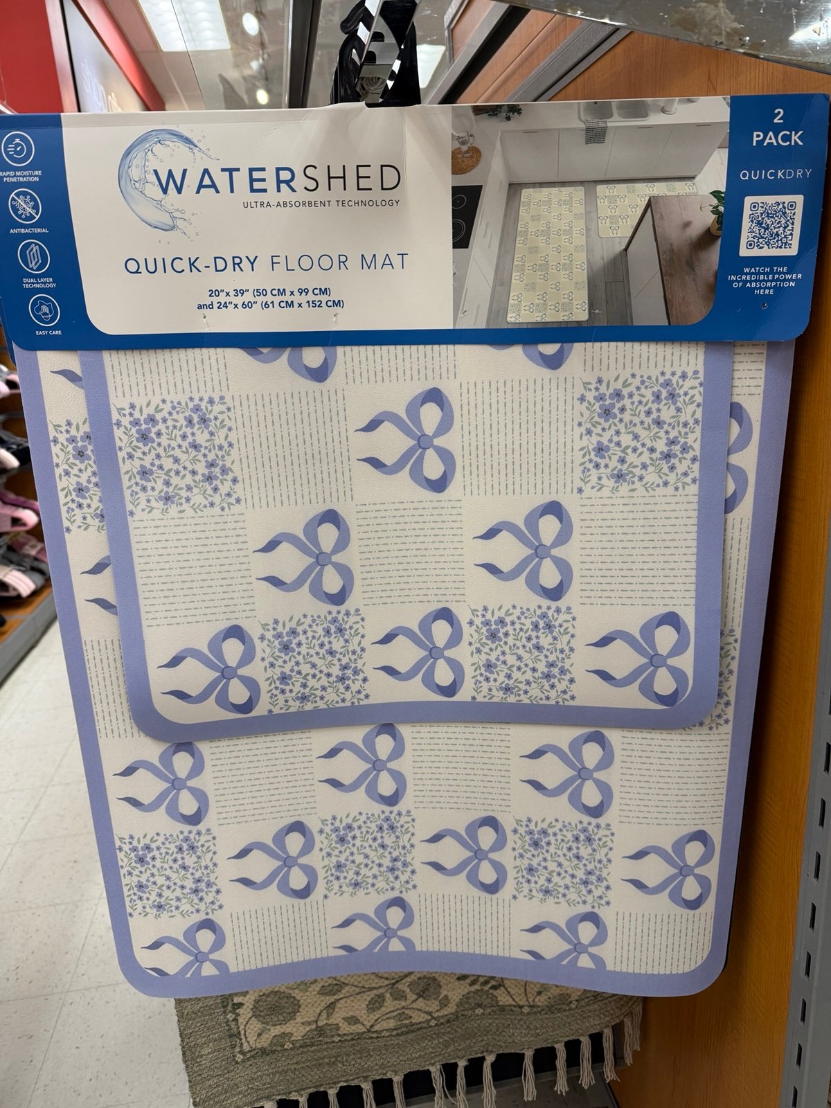 COQUETTE BOWS AND FLORAL DESIGN KITCHEN QUICK DRY MATS