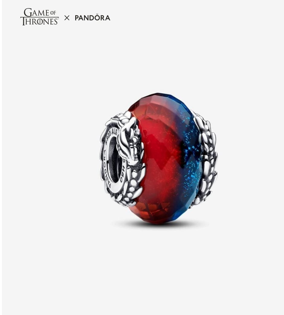Pandora Game of Thrones Ice & Fire Dragons Dual Murano Glass Charm