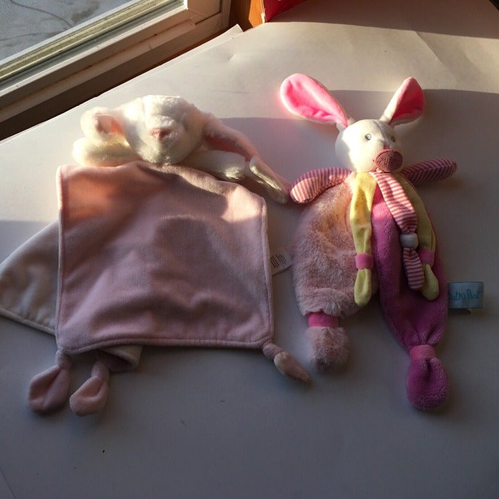 Bunny Lovey Lot of 2 Carters & Baby Nat Security Blanket Teether Lot
