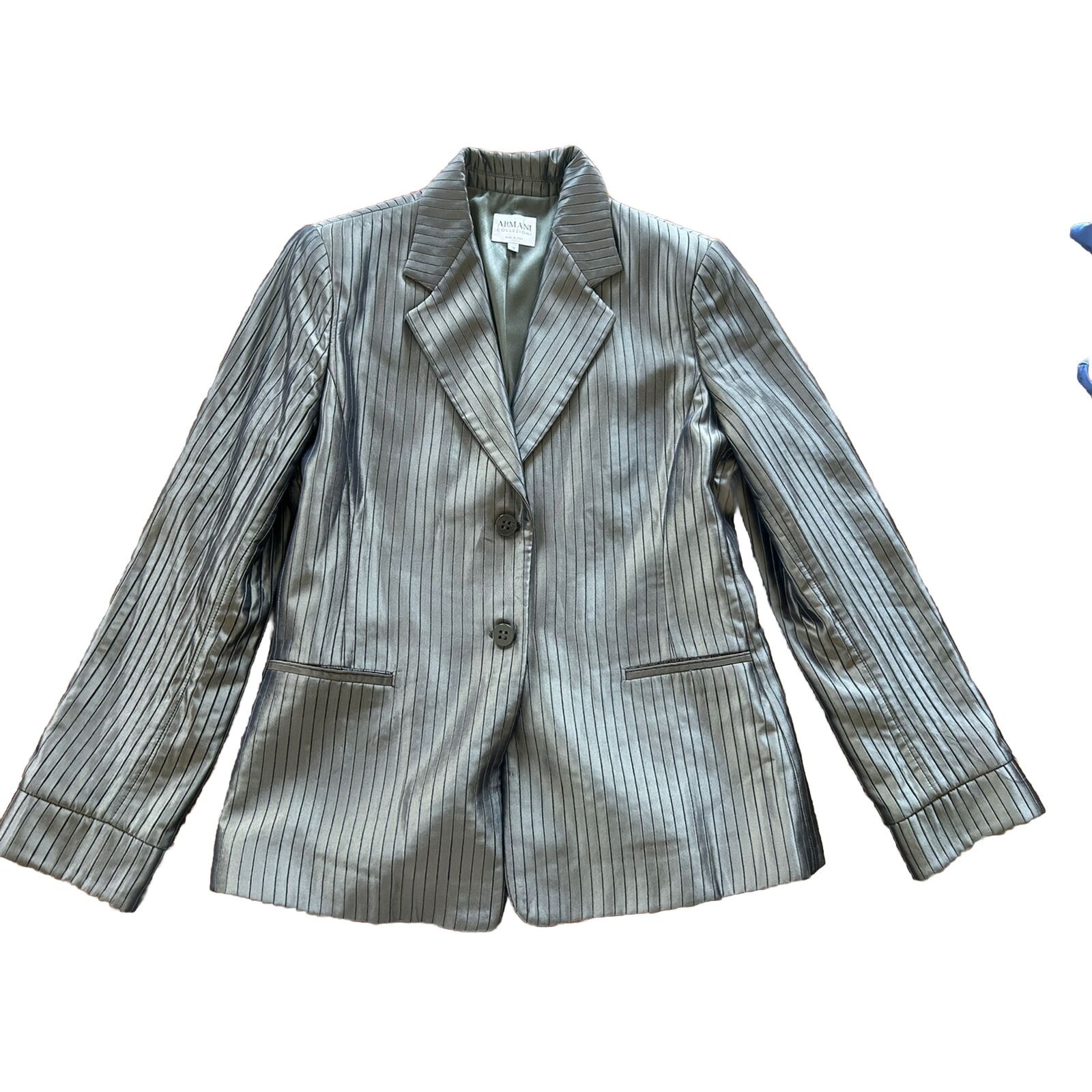 ARMANI Collezioni Stunning Olive Green Pin Striped Jacket - Size 10