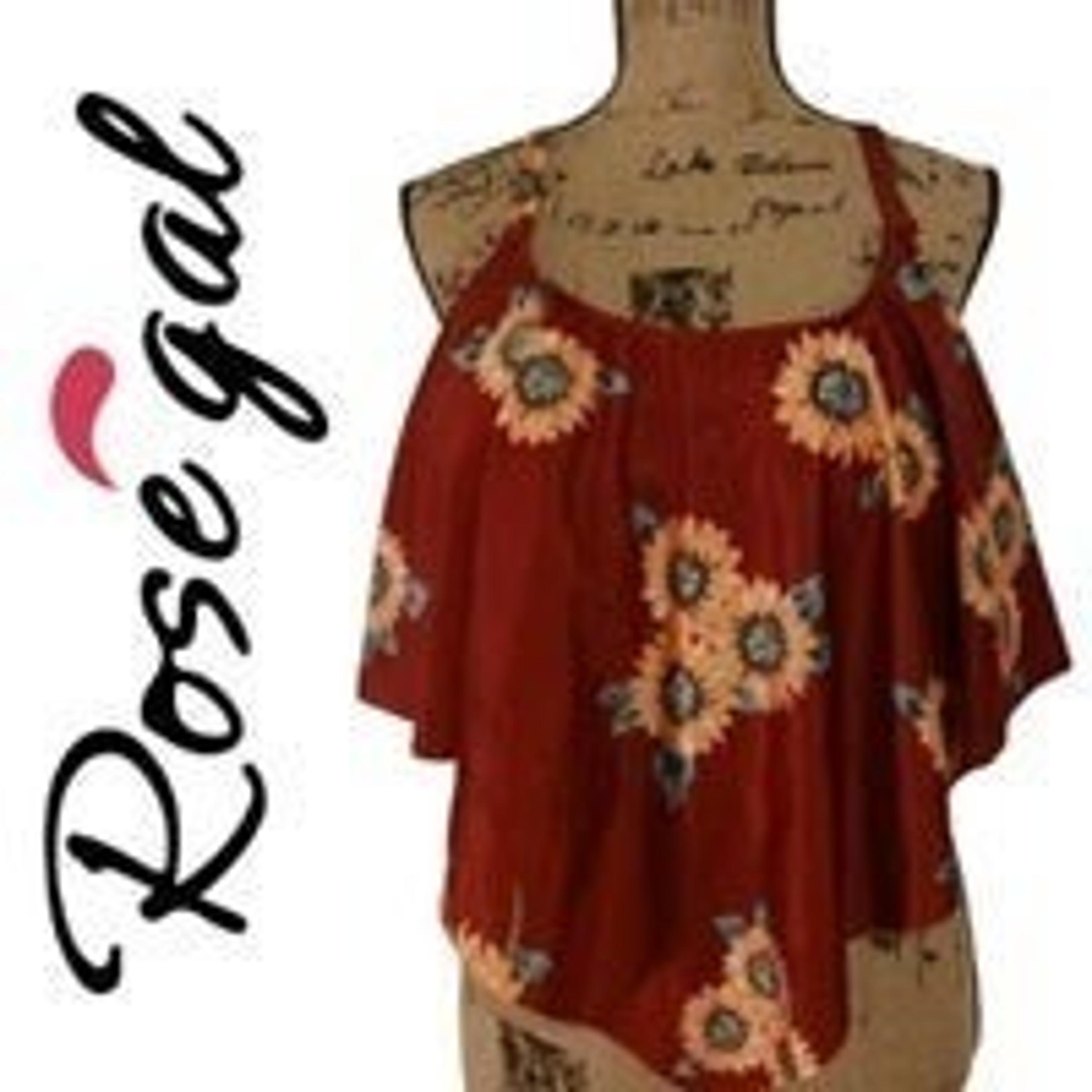 Rosegal Sunflower Ruffle Tankini Top Size 3XL