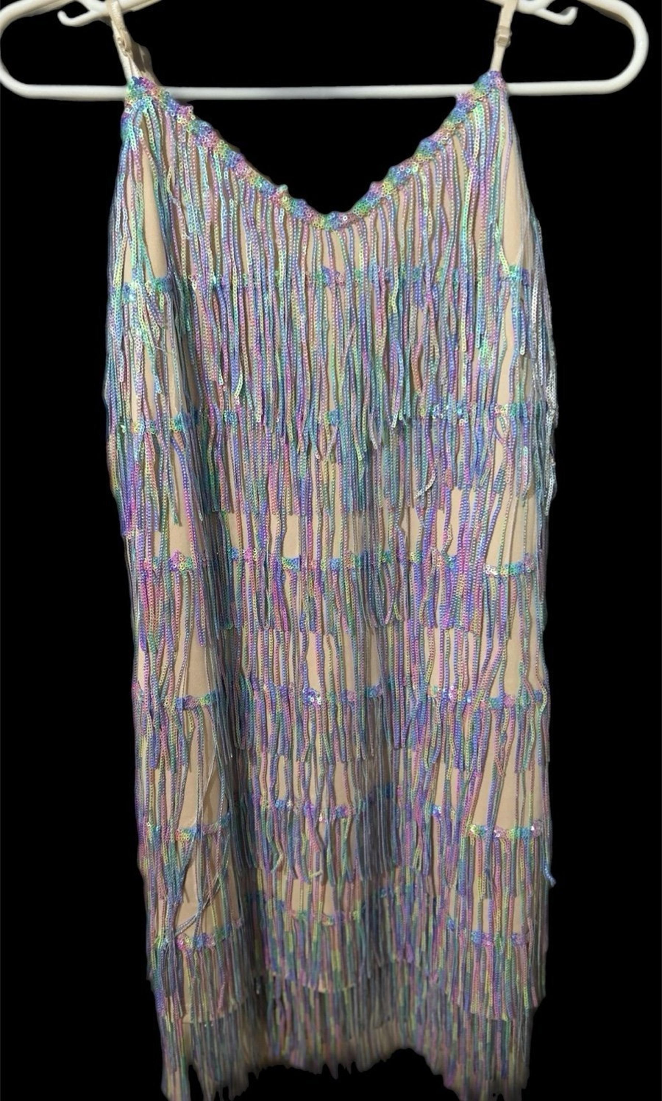 Amazon glitter frayed mini dress Size M