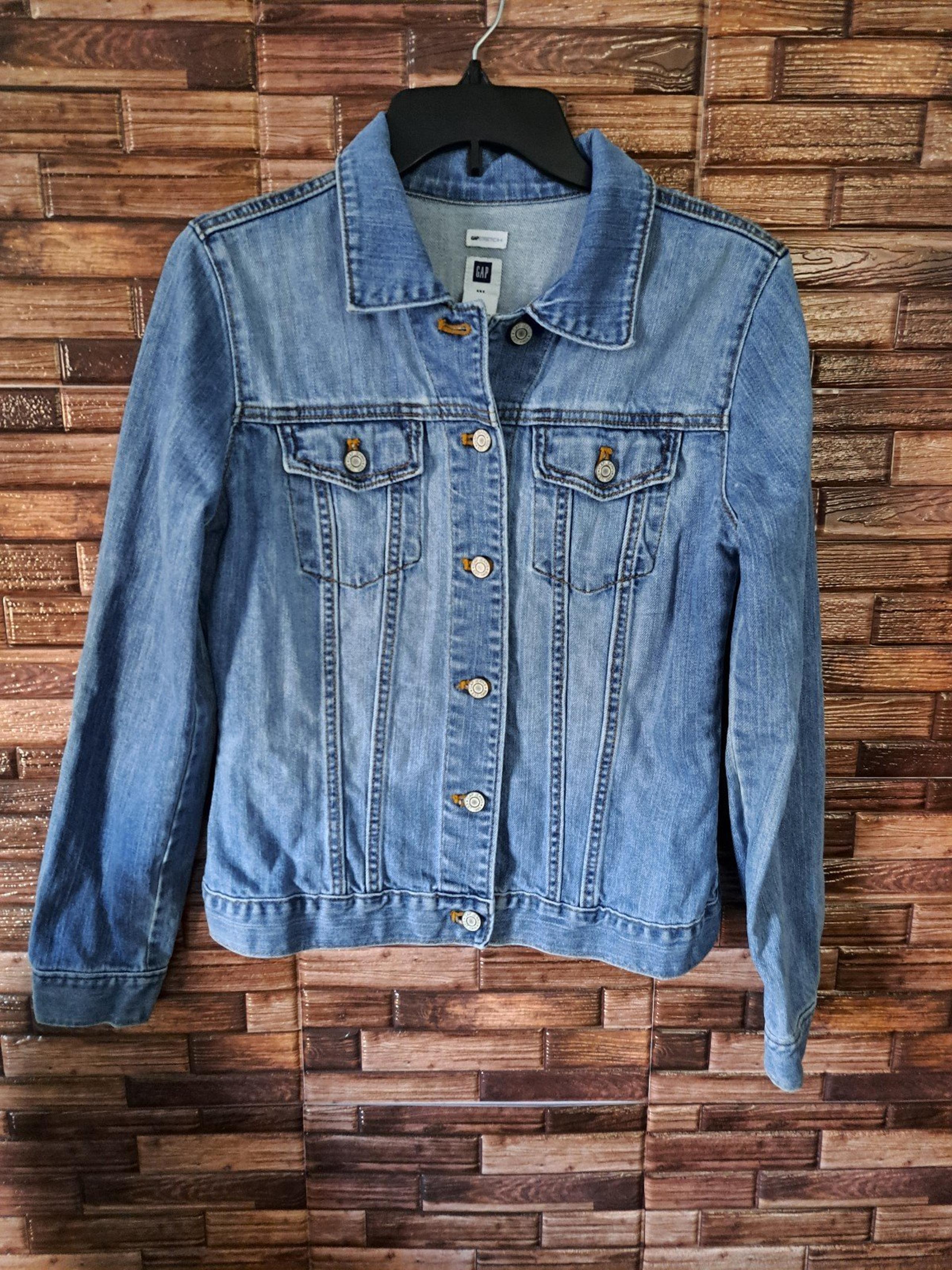 Gap Jacket Womens Medium Blue Stretch Denim Jean Classic Trucker Button Front