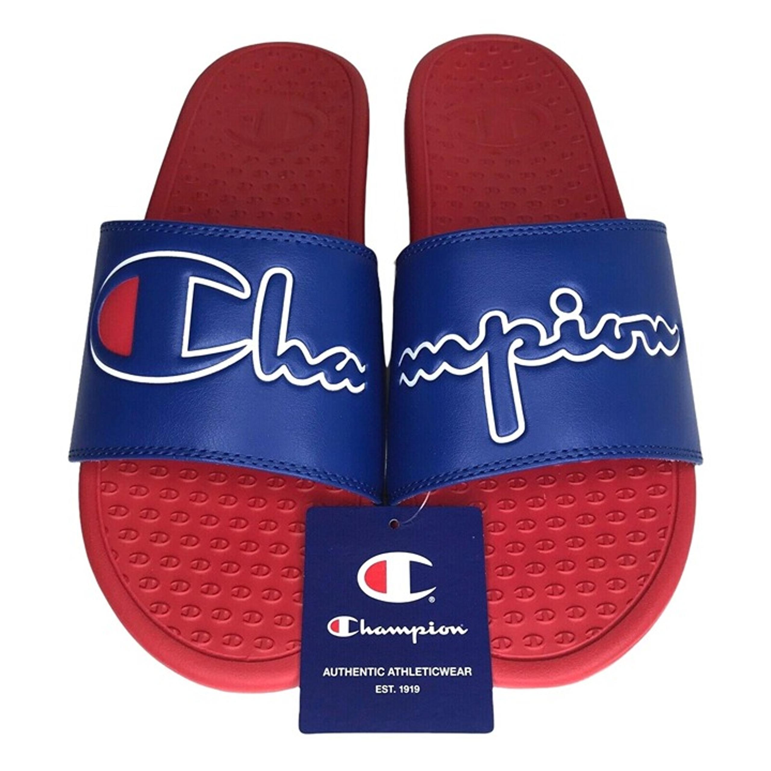 Champion Men's Slide Sandals Size 10 Royal Blue-Red Lightweight & Comfortable