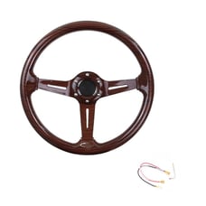 NEW JDM UNIVERSAL 350MM DARK WOOD STYLE Acrylic Deep Dish 6 Holes Steering Wheel