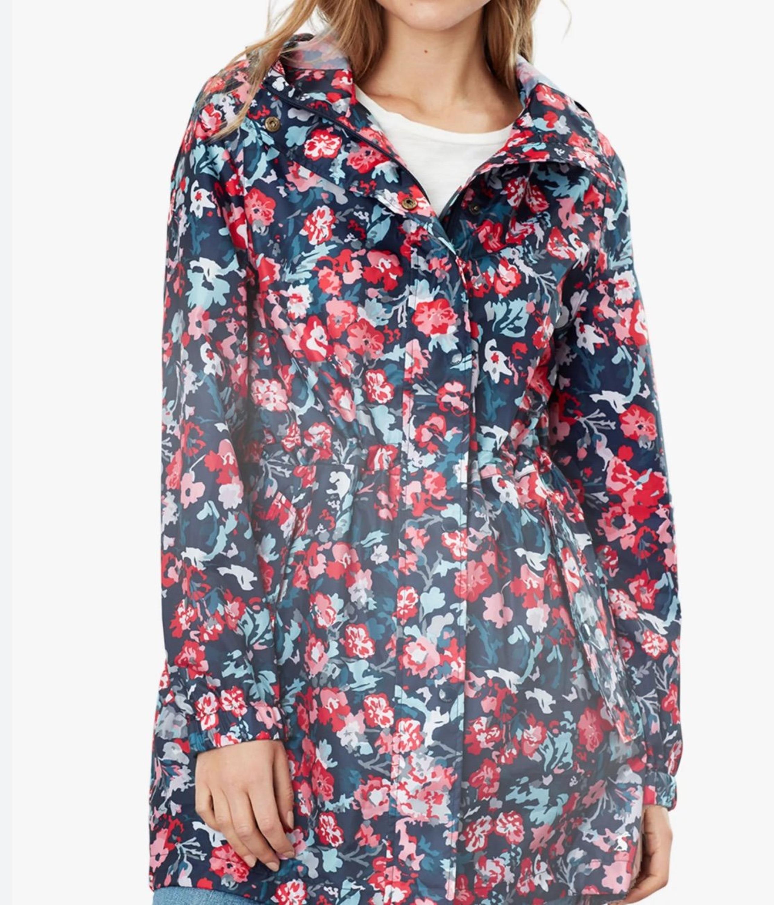Joules Go Lightly Floral Hooded Rain Jacket NWT