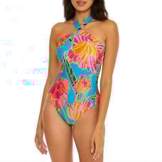 TRINA TURK Halterneck Reversible One-piece Swimsuit Multi Womens Size 8
