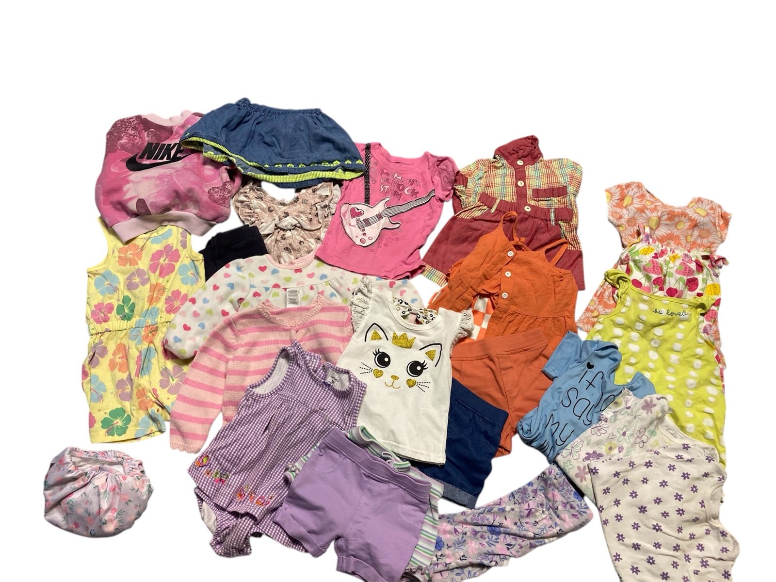 Baby girls 18 months lot 26 dresses carters garanimals mixed rompers lot
