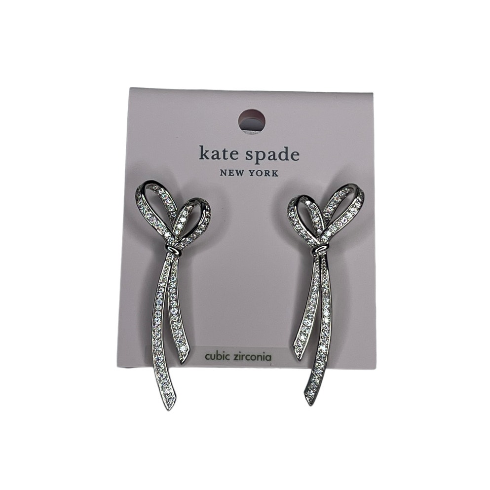 Kate Spade All Tied Up Paved Silver Earrings