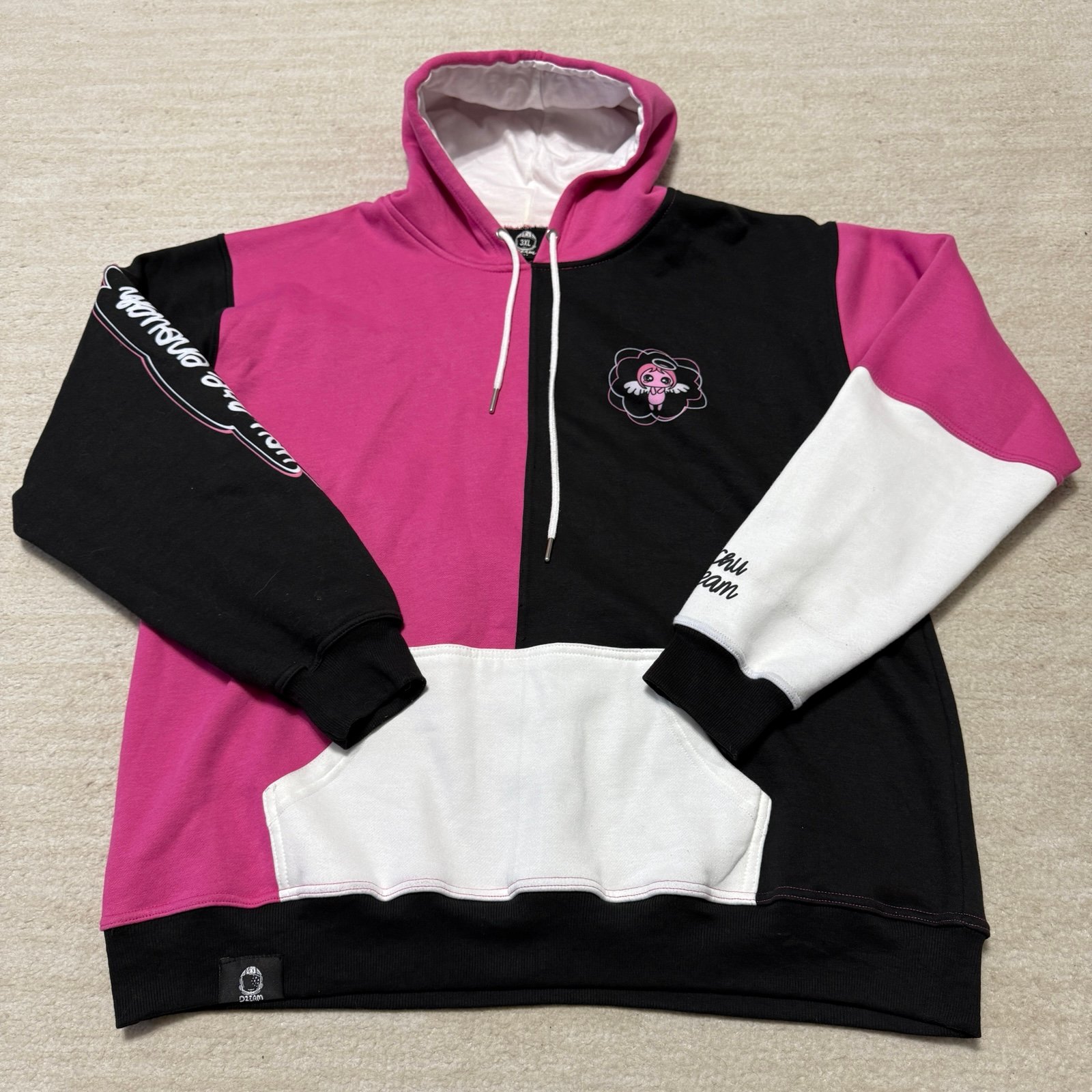 Dream x Niki Nihachu Hoodie Pink Black Color Block Adult 3XL You Are Enough