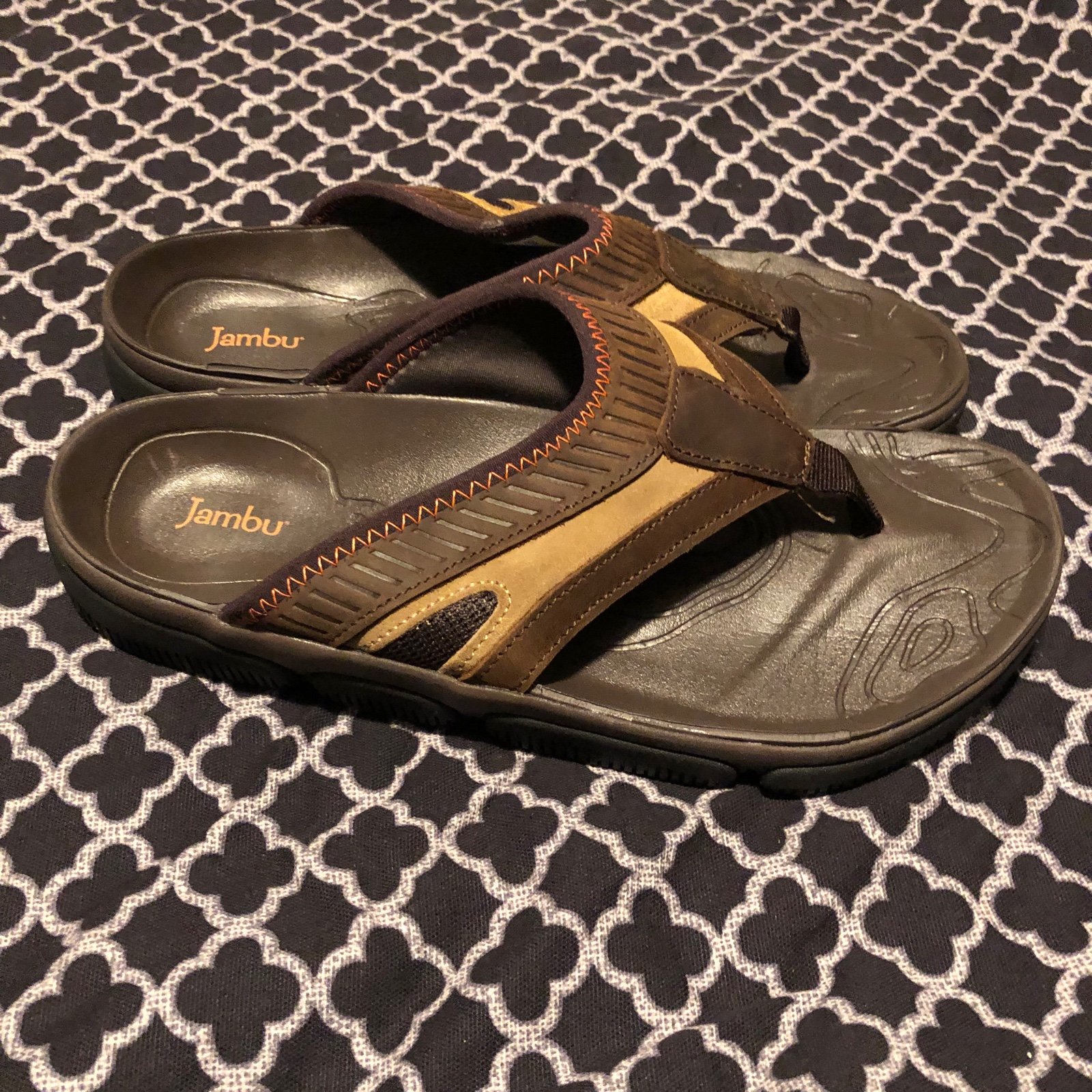 Jambu Mens Brown Beach Glide Thong Sandal Flip Flop Sz 9