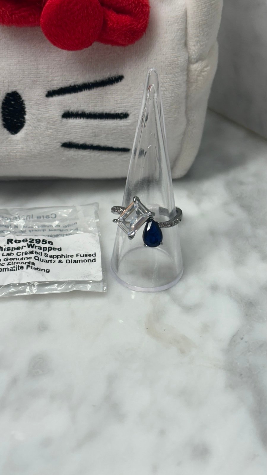 Bomb Party Whisper Wrapped Sapphire Hematite September 2025 Ring sz 9 RG62956