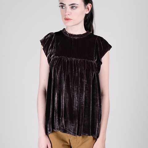 ULLA JOHNSON Golde Velvet Mock Neck Sleeveless Blouse Size: XS | US 0