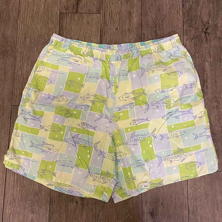 Vintage Lilly Pulitzer Men's Size Large Fish Pattern Green Blue Swimming Trunks