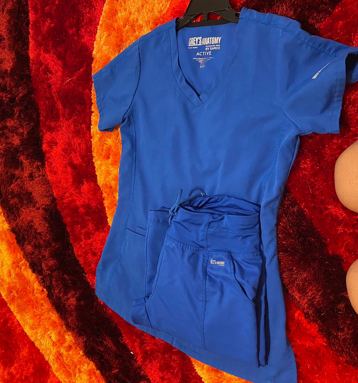 1 Grey's Anatomy scrubs, 2 purple label