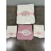 New Vintage Avanti Cameo Rose Guest Bath Towel Set Pink and White