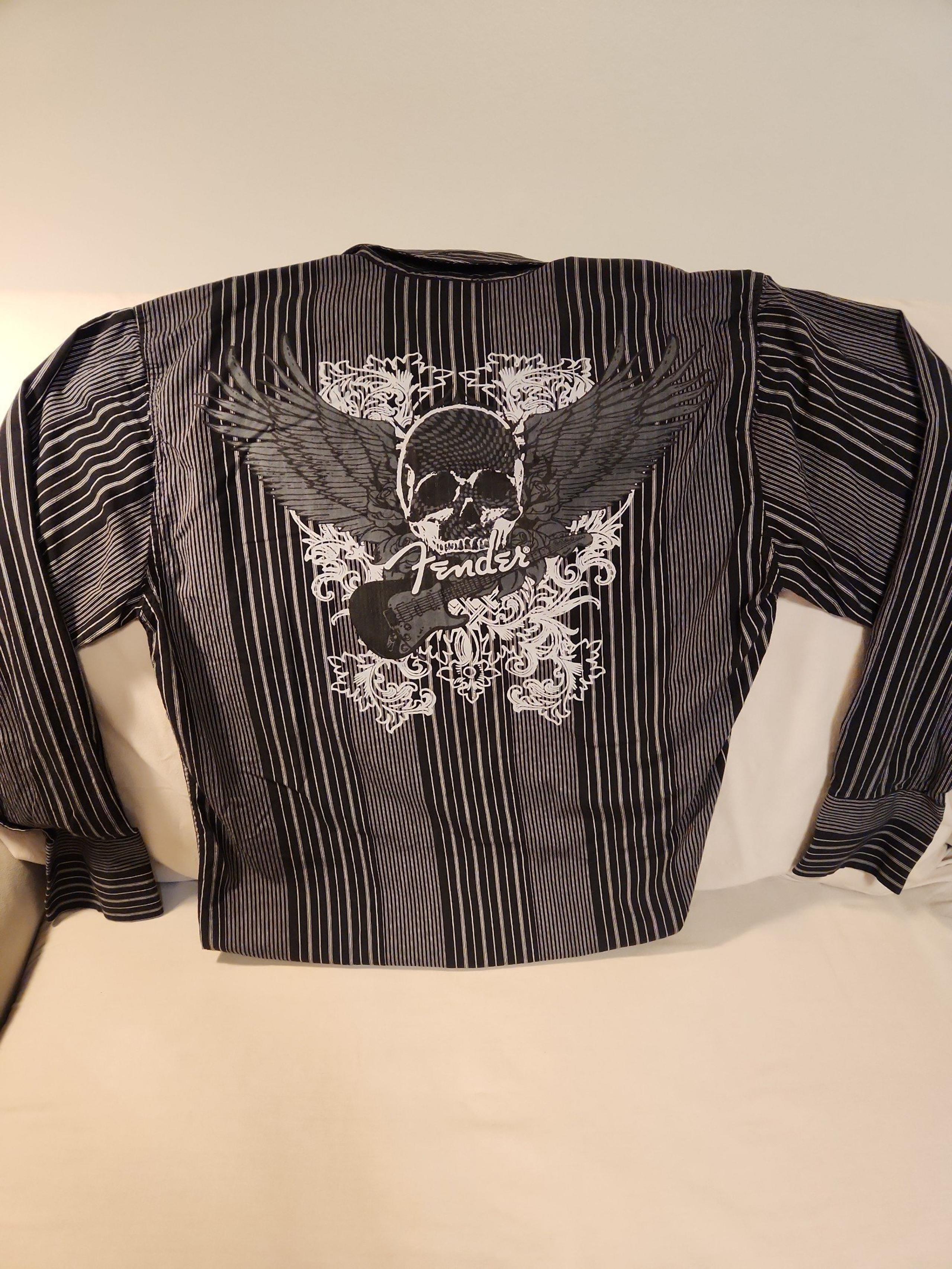Vintage Fender Longsleeved Button Down Skull Pinstripe Shirt