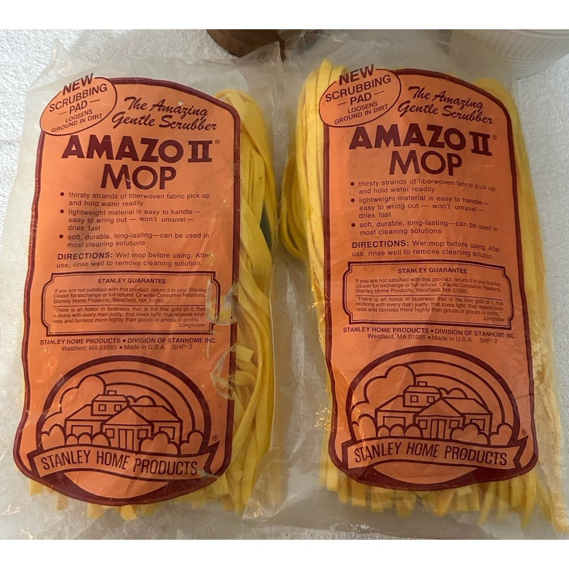 2 Stanley Home Products Amazo II Mop Head Replacements - Both Have Scrub Pad