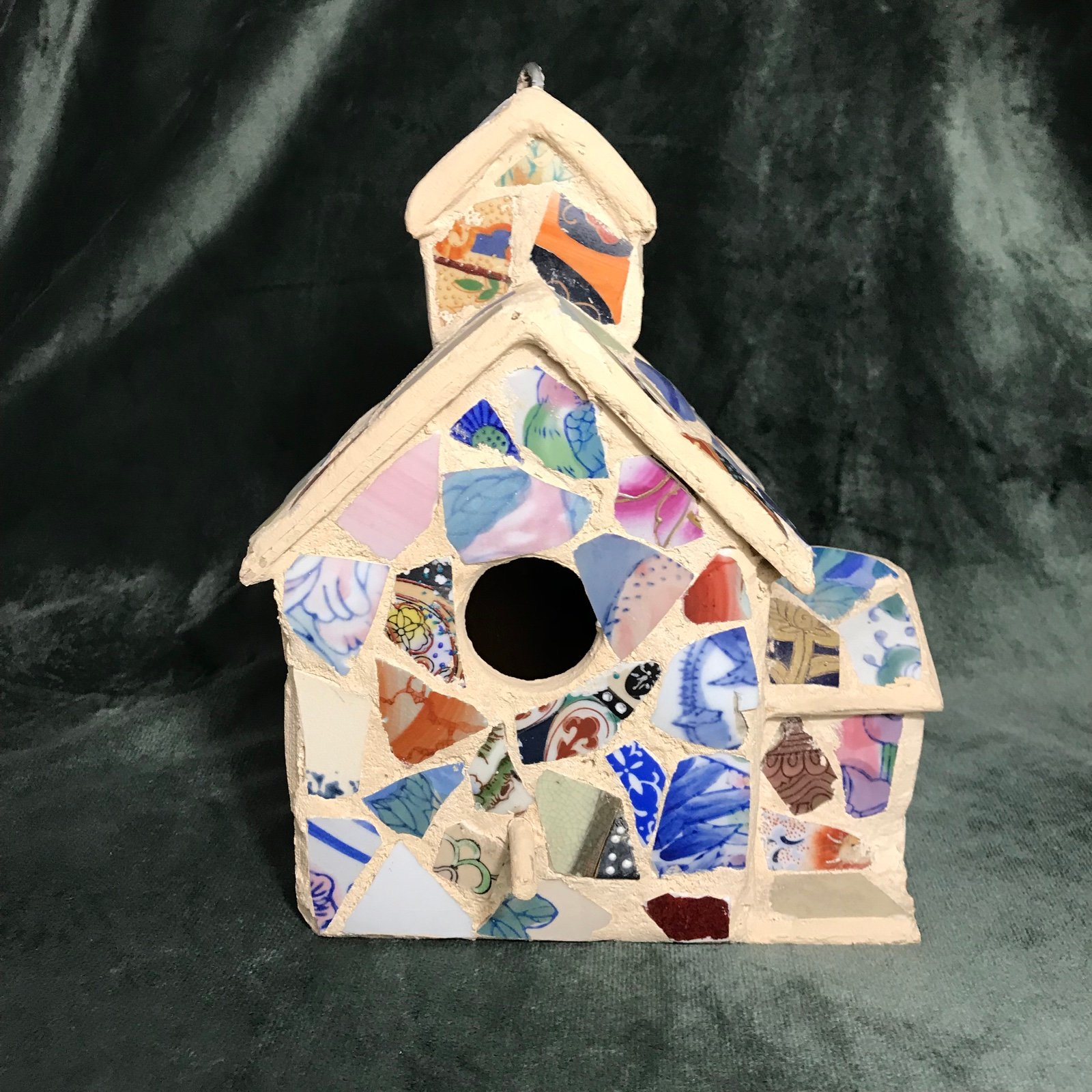 Tile Birdhouse Mosaic Garden Art Patio Exterior Interior Home Decor EUC
