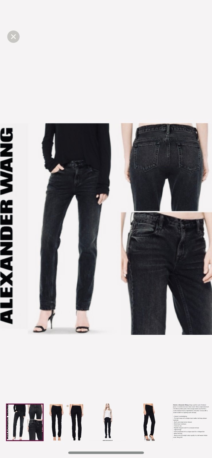 Alexander Wang 002 in Black Relaxed Fit Tapered Leg Jeans 25