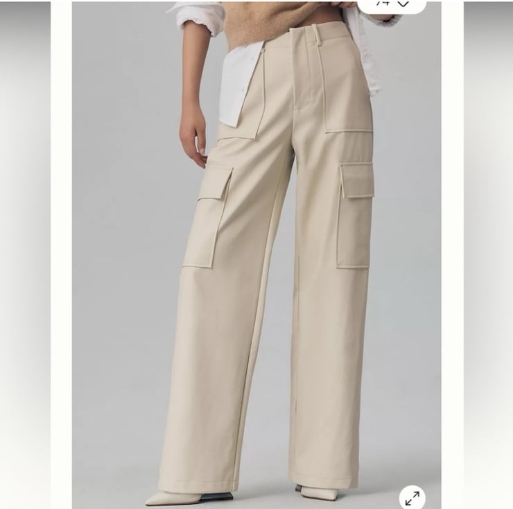Wayf Faux Leather Burgundy Cargo Wide Leg Pants