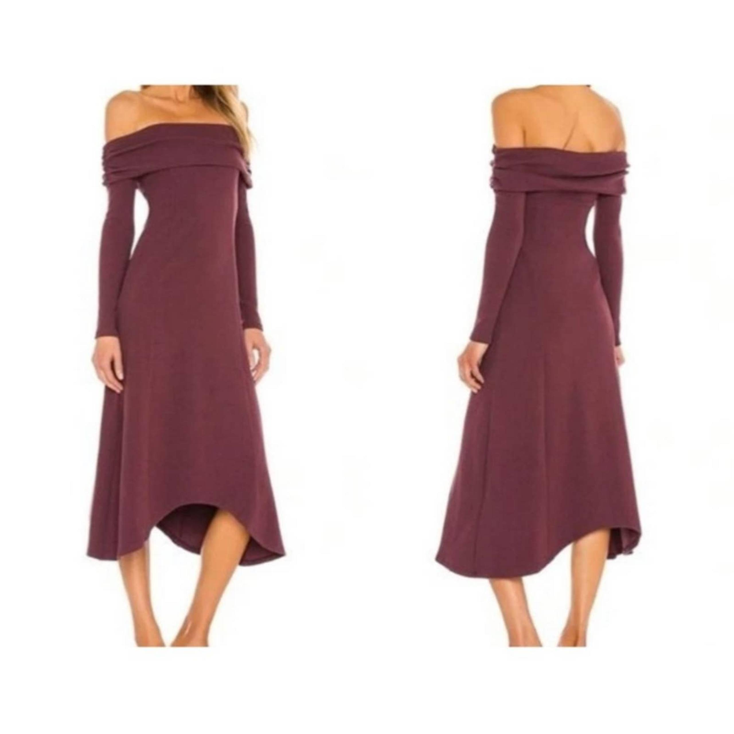 NEW House of Harlow 1960 Womens S Off The Shoulder Body Con Dress Burgundy A51