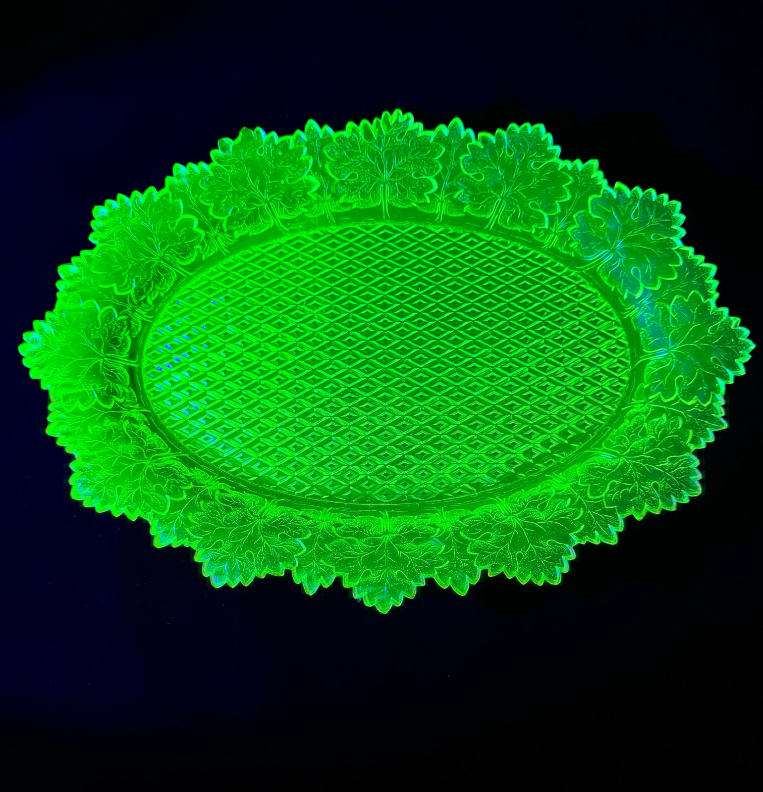 Vaseline Glass Gillinder Platter/Vanity Tray