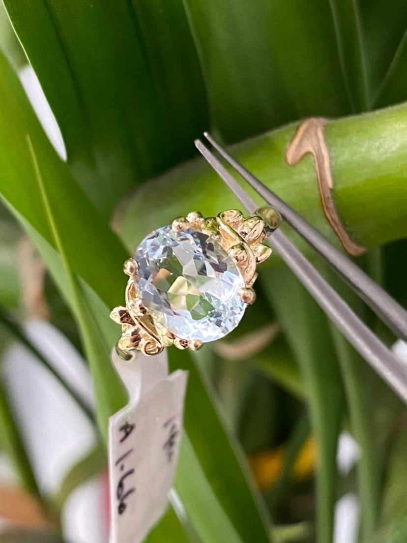 14K Yellow Gold Natural Aquamarine Ring