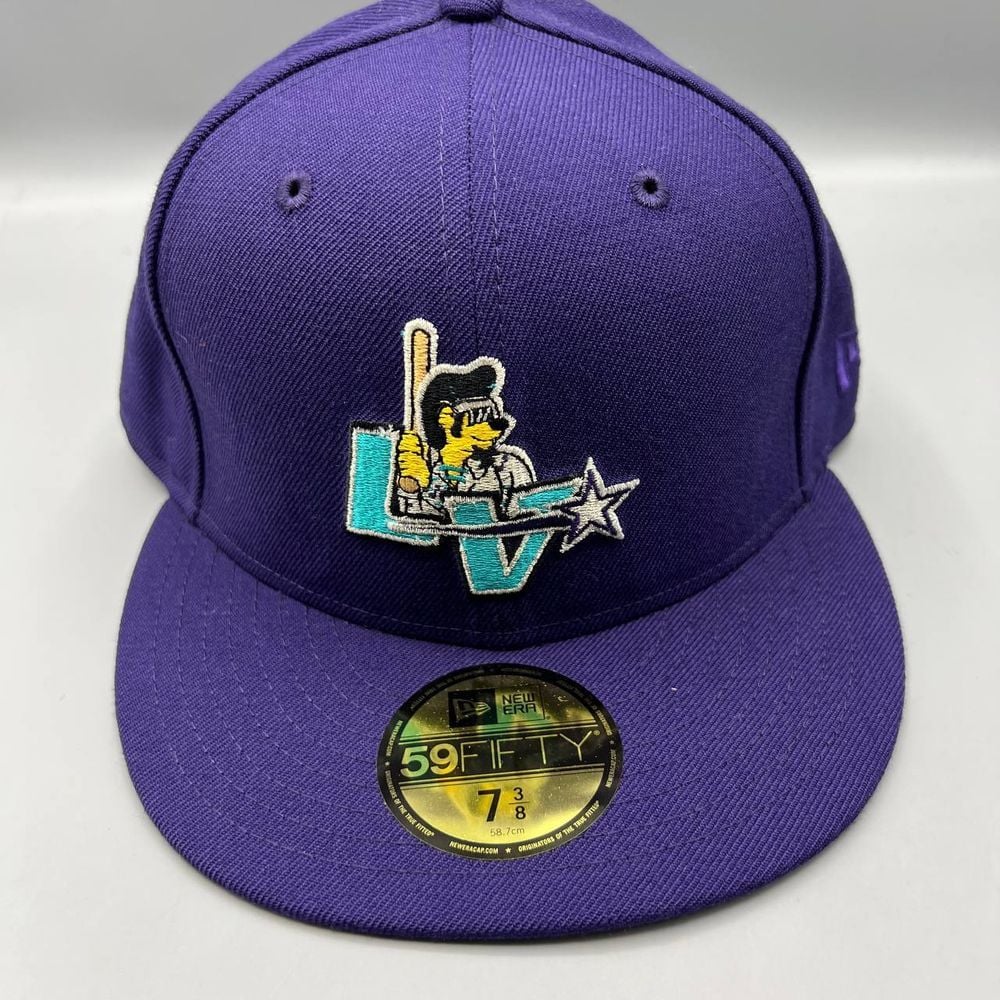 Las Vegas Stars Hat Men 7 3/8 Purple Gray 59Fifty New Era MiLB Fitted Cap