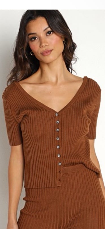 NWOT Callahan Connie Rib Knit Cardigan Root Beer sizes small and medium