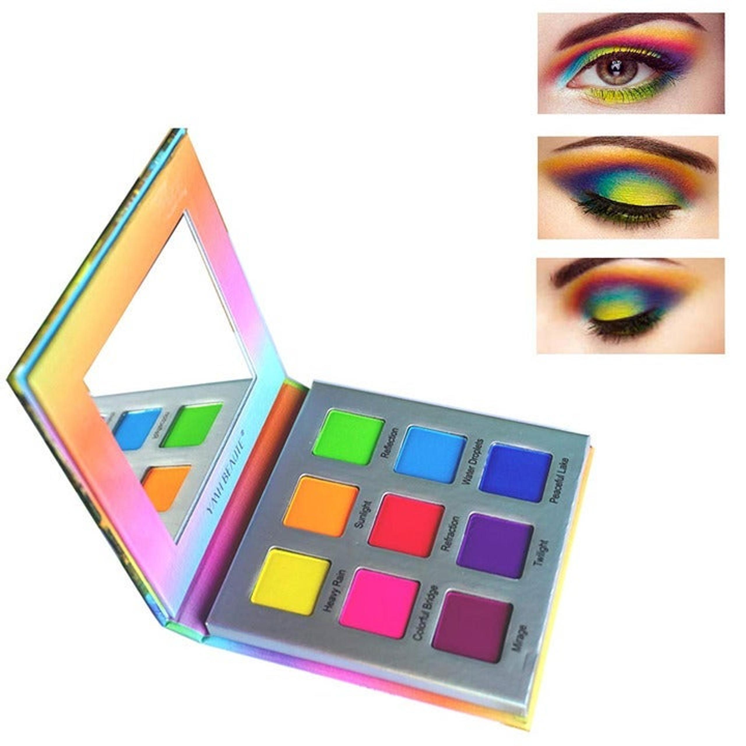 YMH BEAUTE Highly Pigmented Eyeshadow Palette, 9 Color Bright Eye Makeup Palette