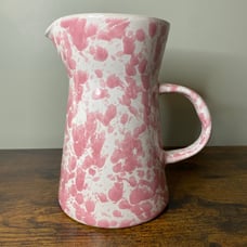 Bennington Pottery Large Pitcher in Agate Pink and White