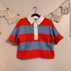 The Kit Striped Cropped Rugby Shirt
