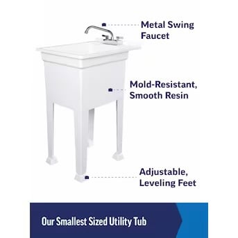 Project Source 18-in x 24-in 1-Basin White Freestanding Utility Tub with Drain a