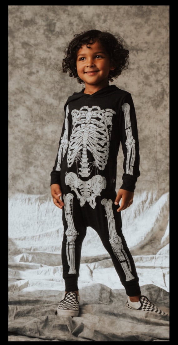 Rags to Raches Halloween skeleton skelly rags romper onesie
