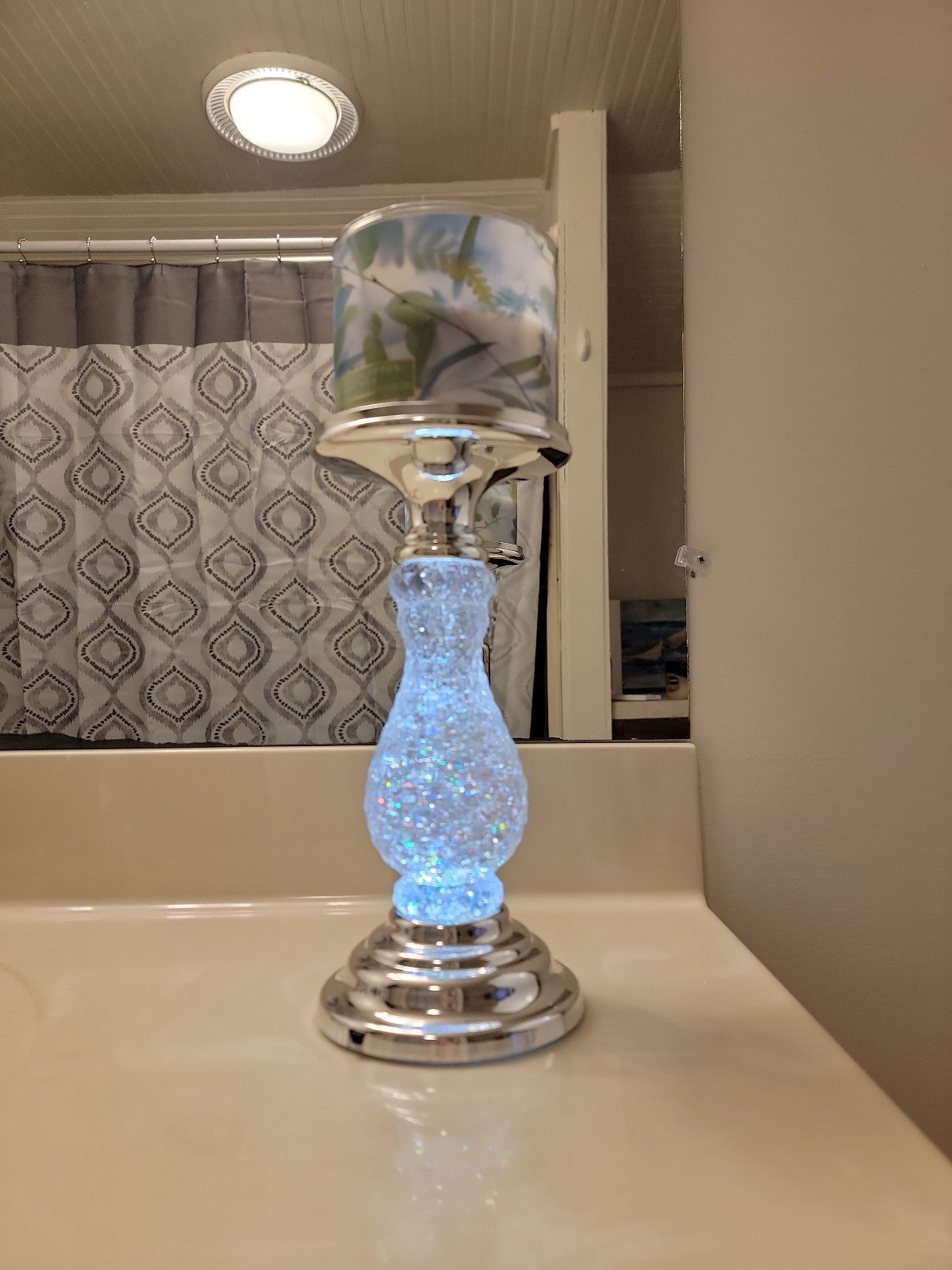 Swirling Glitter Lighted Candle Holder