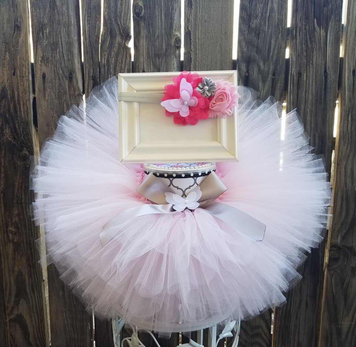 Butterfly ink grey Tutu set size 12 mon