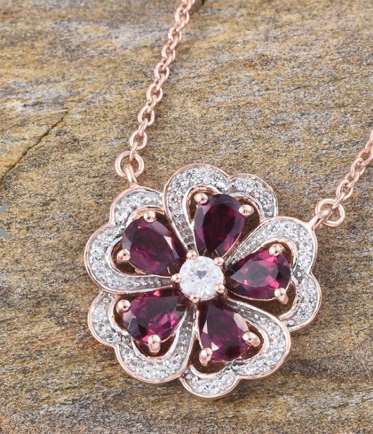 Orissa Rhodolite Garnet Flower Necklace