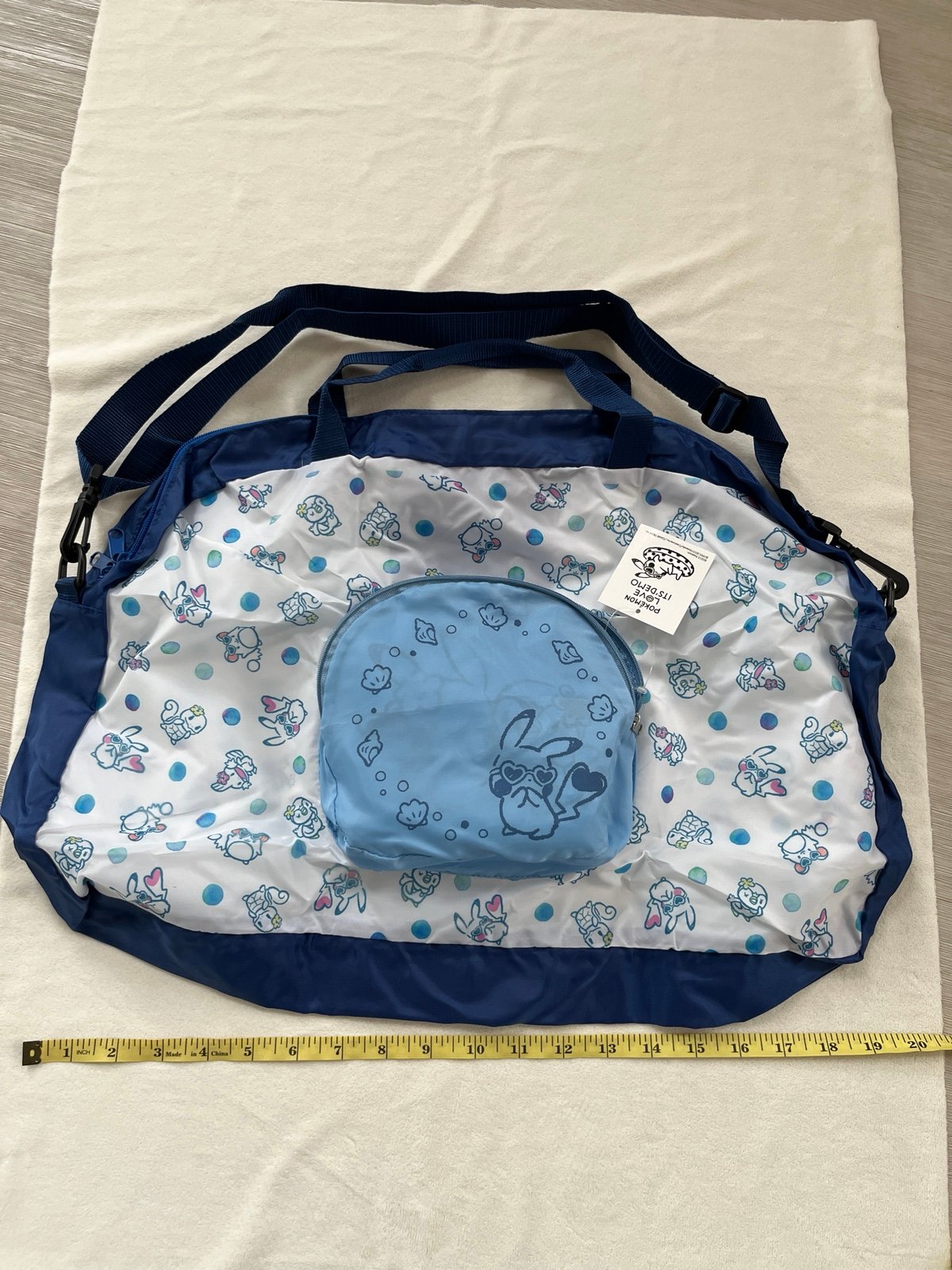 Pokemon x It’s Demo 2015 Pikachu Piplup Foldable Compact Crossbody Travel Bag