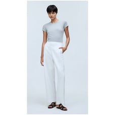 Madewell 88 Pull On Crop Pants Linen Blend White Size 6 NR174