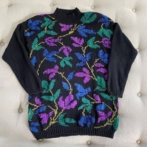 Vintage Chaus Petite Mock Neck Bold Knit Sweater M